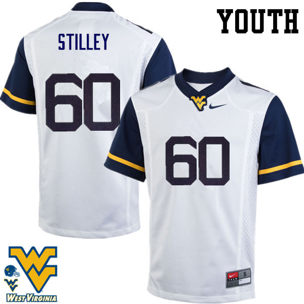 NCAA Youth Adam Stilley West Virginia Mountaineers White #60 Nike Stitched Football College Authentic Jersey TQ23J23IL